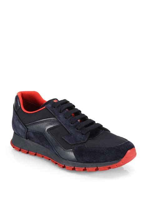 prada blue footwear|prada blue suede sneakers.